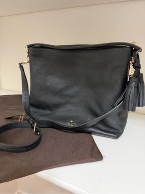 kate spade Black Pebbled Leather Crossbody with Tassel